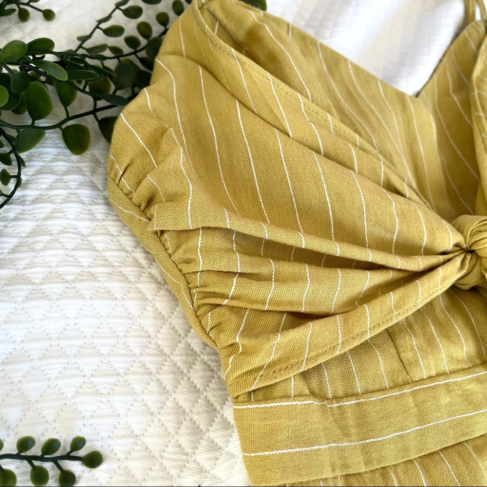 Lush Midi Tie Dress Yellow Stripe Sleeveless - Picture 2 of 6